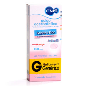 Acido Acetilsalicilico 100mg Com 30 Comprimidos Ems Genéricos