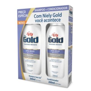 15361836180-7896000715678.jpg Kit Niely Gold Extra Brilho Shampoo 300ml + Condicionador 200ml