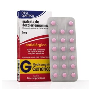 Maleato de Dexclorfeniramina 2mg Com 20 Comprimidos Neo Quimica Genéricos