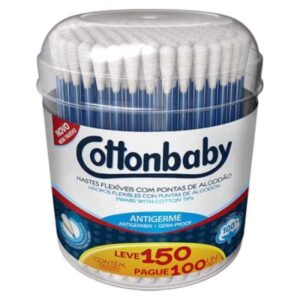 Hastes Flexíveis Cottonbaby Pote Com 150 Unidades
