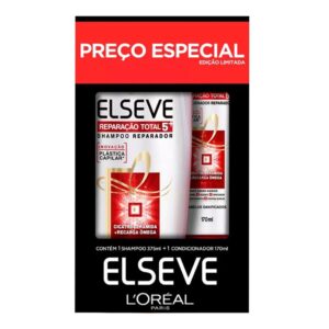 Kit Elseve Shampoo Reparação Total 5 Com 375ml + Condicionador Reparação Total 5 Com 170ml