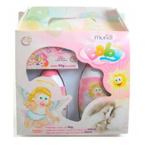 15361837153-7896279113502.jpg Kit Muriel Baby Hora do Banho Menina Rosa Shampoo 100ml + Condicionador 100ml + Sabonete 90g