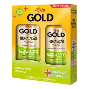 15361837170-7896000727527.jpg Kit Niely Gold Água de Coco Shampoo 300ml + Condicionador 200ml