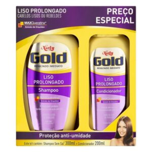 15361837201-7896000713186.jpg Kit Niely Gold Liso Pleno Shampoo 275mL + Condicionador 175mL