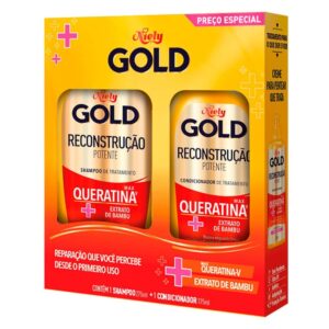 15361837209-7896000711601.jpg kit Niely Gold Max Queratina Shampoo 275ml + Condicionador 175ml