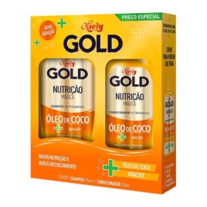 15361837217-7896000722577.jpg Kit Niely Gold Nutrição Poderosa Com Shampoo 300ml Condicionador 200ml