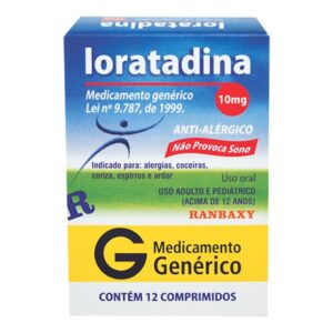 Loratadina 10mg Com 12 Comprimidos Ranbaxy Genéricos