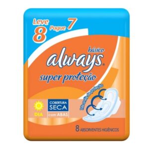 Absorvente Always Basico Seca Com Abas Com 8 Unidades