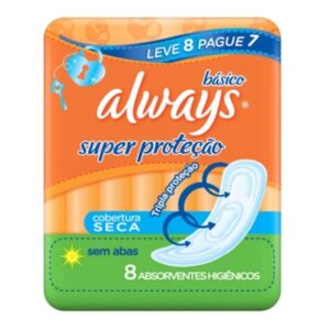 Absorvente Always Basico Seca Sem Abas Com 8 Unidades