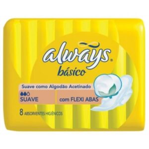 Absorvente Always Basico Suave Com Abas Com 8 Unidades