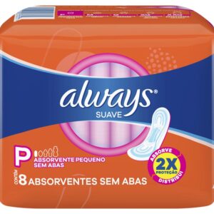 Absorvente Always Basico Super Proteção Suave Sem Abas Com 8 Unidades