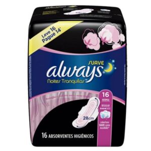 Absorvente Always Proteção Total Noturno Seca Com Abas Leve 16 Pague 14 Unidades