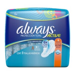 Absorvente Always Proteção Total Seca Com Abas Com 8 Unidades