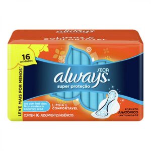 Absorvente Always Super Proteção Seca Basico Com Abas Com 16 Unidades