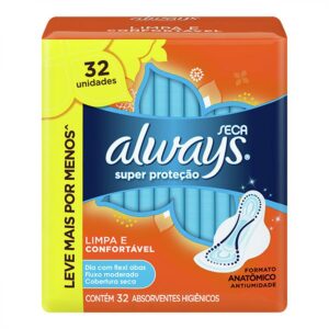 Absorvente Always Super Proteção Seca Com Abas Com 32 Unidades