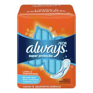 Absorvente Always Super Proteção Seca Sem Abas Com 8 Unidades