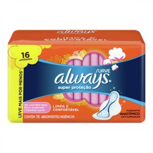 Absorvente Always Super Proteção Suave Basico Com Abas Com 16 Unidades