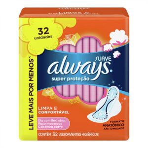 Absorvente Always Super Proteção Suave Com Abas Com 32 Unidades