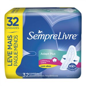 Absorvente Sempre Livre Adapt Plus Suave Com Abas Com 32 Unidades