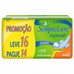 Absorvente Sempre Livre Especial Adapt Suave Com Abas Leve 16 Pague 14 Unidades