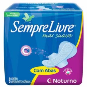 Absorvente Sempre Livre Max Suave Adapt Noturno Com Abas Com 8 Unidades