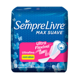 Absorvente Sempre Livre Max Suave Ultra Fino Com Abas Com 8 Unidades