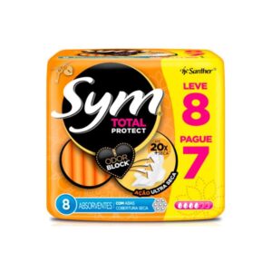 Absorvente Sym Seca Com Abas Leve 8 Pague 7 Unidades