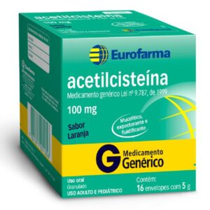 Acetilcisteina Granulado 100mg Com 16 Envelopes de 5g Cada Eurofarma Genéricos