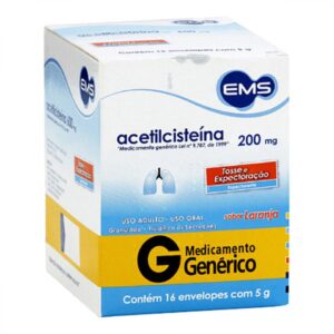 Acetilcisteína Granulado 200mg Com 16 Envelopes de 5g Cada Ems Genéricos