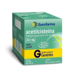 Acetilcisteina Granulado 200mg Com 16 Envelopes de 5g Cada Eurofarma Genéricos