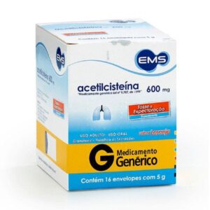 Acetilcisteina Granulado 600mg Com 16 Envelopes de 5g Cada Ems Genéricos