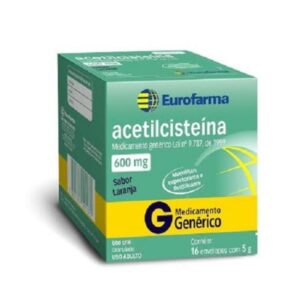 Acetilcisteina Granulado 600mg Com 16 Envelopes de 5g Cada Eurofarma Genéricos