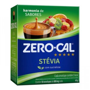 15363709508-7896094915176.jpg Adoçante em Pó Zero-Cal Stevia Com 50 Sachês de 800mg Cada