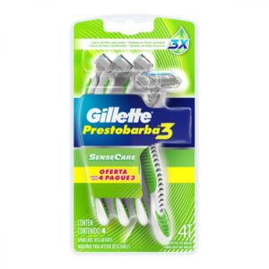 Aparelho de Barbear Gillette Prestobarba3 SenseCare Com 4 Unidades