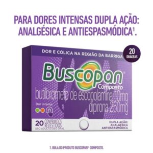 Buscopan Composto 10mg + 250mg Com 20 Comprimidos Boehringer