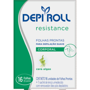 Cera Depilatória DepiRoll Resistance Algas Com 16 Folhas Prontas