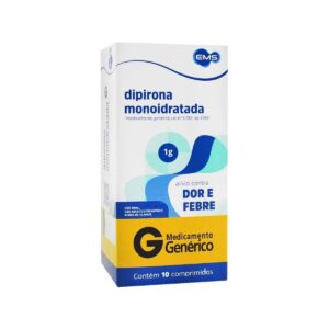 Dipirona Monoidratada 1g Com 10 Comprimidos Ems Genéricos
