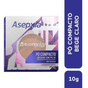 Pó Compacto com Proteção Solar Asepxia Bege Claro FPS 20 Com 10g
