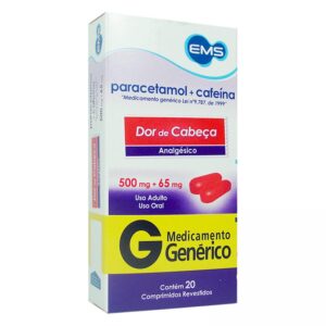 Paracetamol 500mg Com Cafeína 65mg 20 Comprimidos Ems s/a