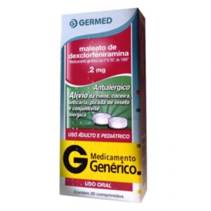Maleato de Dexclorfeniramina 2mg Com 20 Comprimidos Germed Genéricos