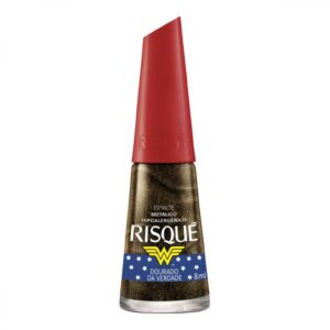 15363712140-7891182015769.jpg Esmalte Risqué Metálico Mulher Maravilha Dourado da Verdade Com 8ml