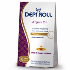Folhas Prontas para Depilação DepiRoll Facial Oleo de Argan Com 16 Unidades