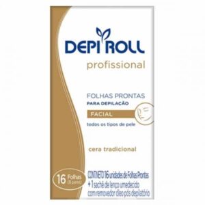 Folhas Prontas Depilação Facial Depi Roll Tradicional Com 16 Unidades