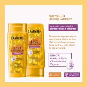 Kit Dabelle Hair Liso Arrasador Shampoo 250ml + Condicionador 200ml