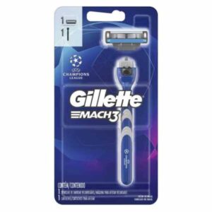 Kit Aparelho de Barbear Gillette Mach 3 Liga dos Campeões Recarregável + 1 Cartucho
