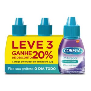 Kit Fixador de Dentadura Corega Pó Com 22g Com 3 Unidades