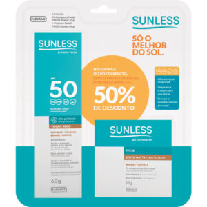 Kit Sunless Bronze Pó Compacto FPS 50 Com 10g + Protetor Solar Facial FPS 50 Com 60g