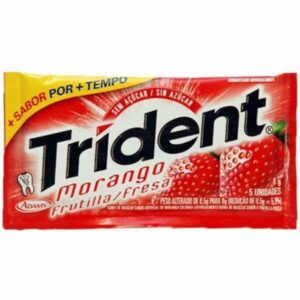 Chiclete Trident Morango Sem Açúcar Com 8g Com 5 Unidades