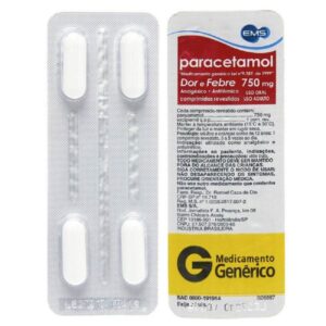 Paracetamol 750mg Com 4 Comprimidos Ems Genéricos