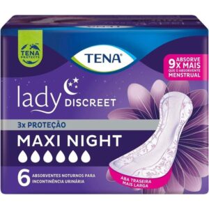 Absorvente Tena Geriátrica Lady Discreet Maxi Night Com 6 Unidades